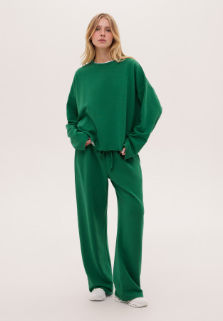 Лонгслив трикотажный оверсайз зеленый